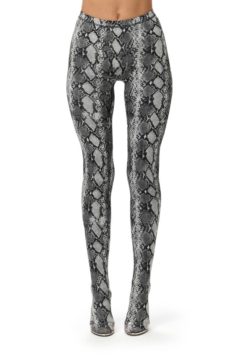 Naked Wardrobe Print Toe Leggings, Main, color, Grey Snakeskin