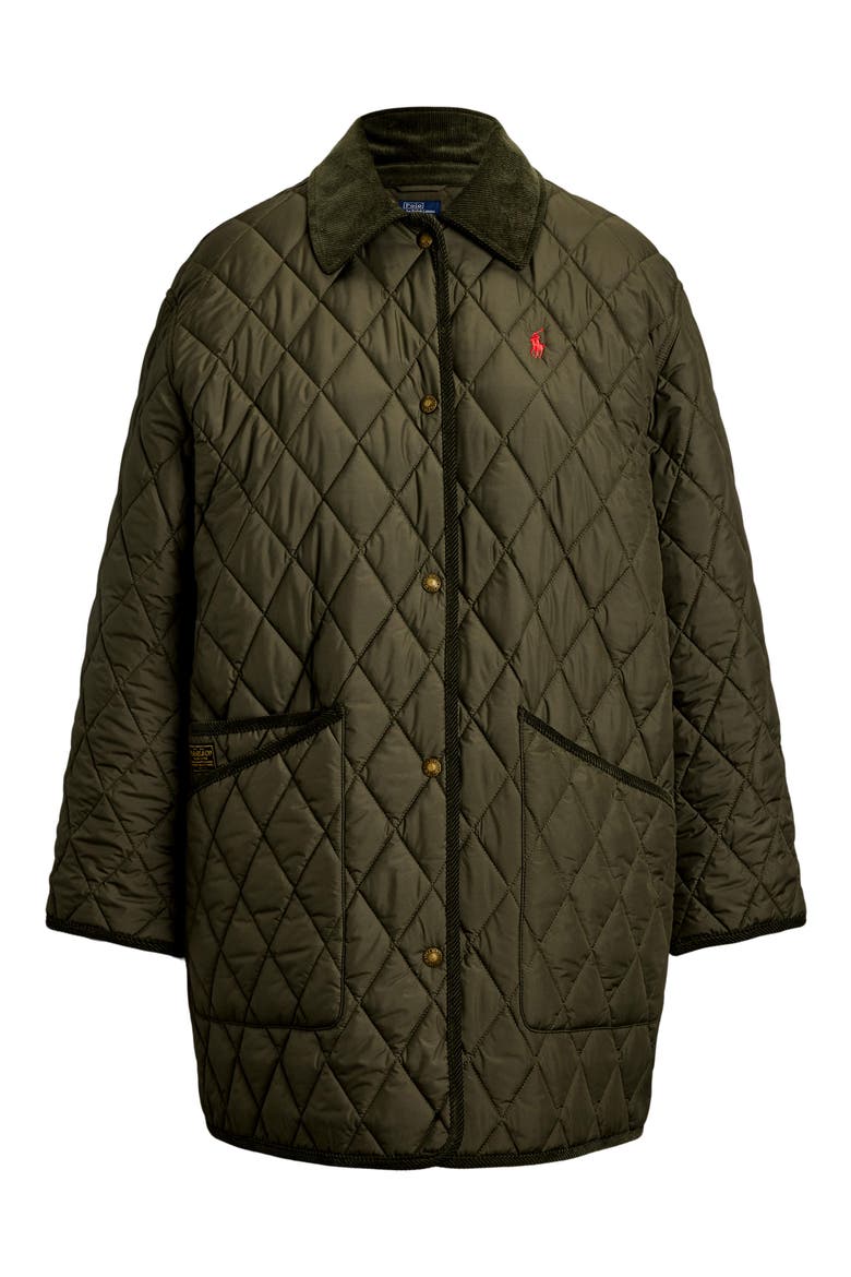 Water Repellent Quilted Barn Jacket, Alternate, color, RANGER GREEN