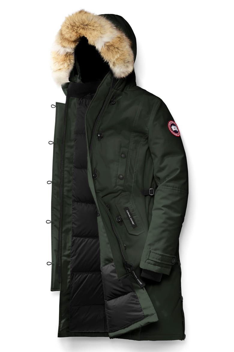 Kensington Slim Fit Down Parka with Genuine Coyote Fur Trim, Alternate, color, VOLCANO