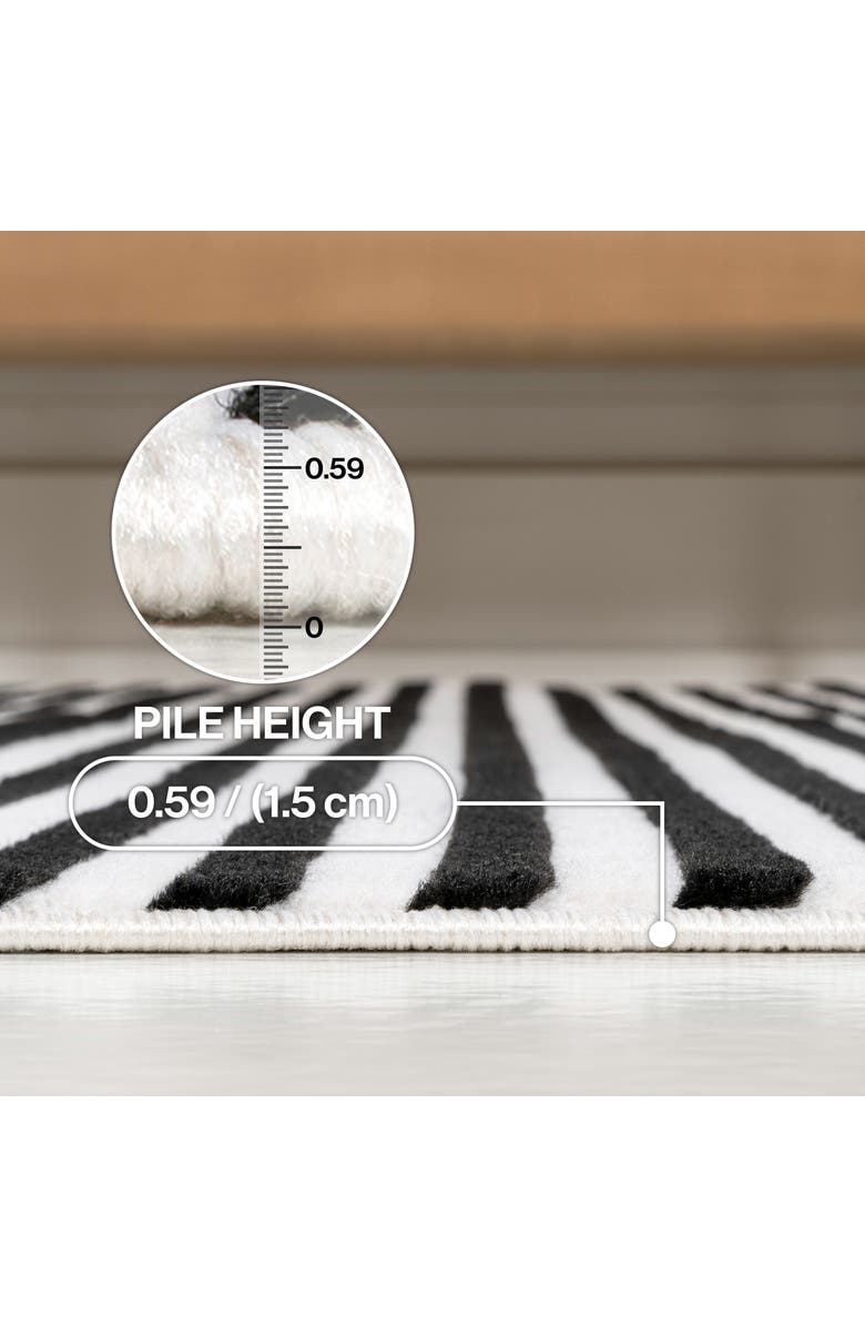 JONATHAN Y Aarhus High-Low Minimalist Scandi Striped Indoor/Outdoor Area Rug, Alternate, color, Black/White