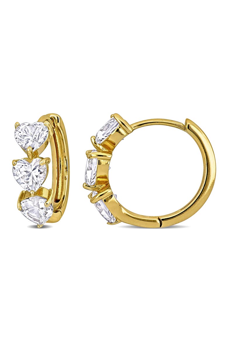 Semiprecious Stone Heart Hoop Earrings, Main, color, WHITE