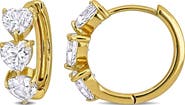 DELMAR Semiprecious Stone Heart Hoop Earrings