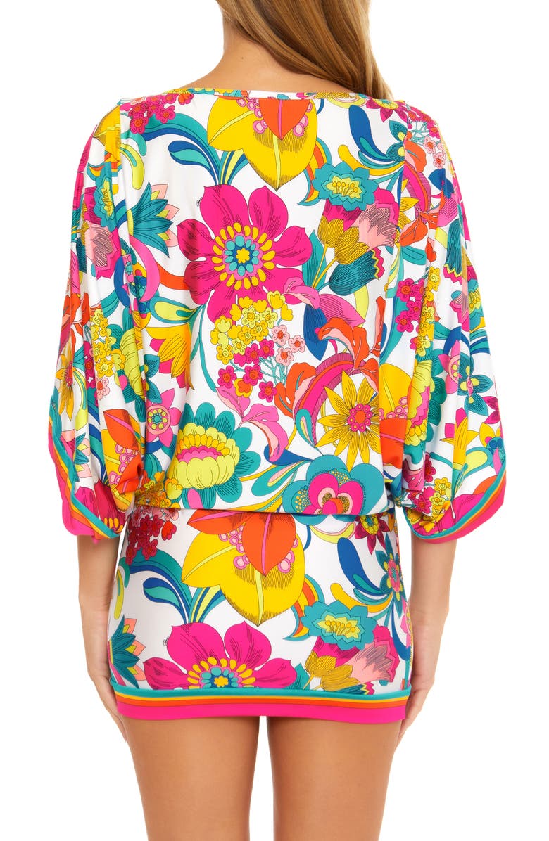 Trina Turk Fontaine Cover-Up Tunic Dress, Alternate, color, Pink Multi