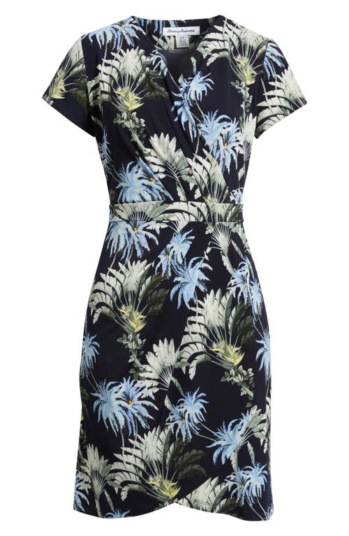 Tommy Bahama Carmela Paradise Palms Faux Wrap Dress In Blue