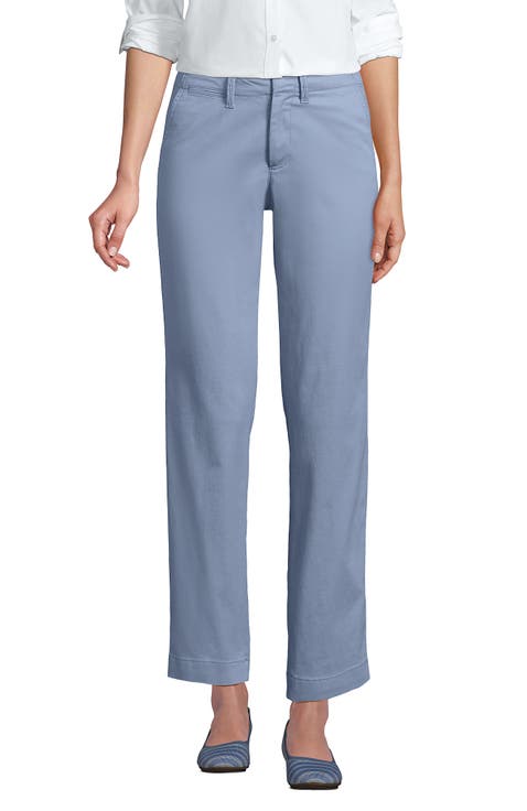 Mid Rise Classic Straight Leg Chino Ankle Pants