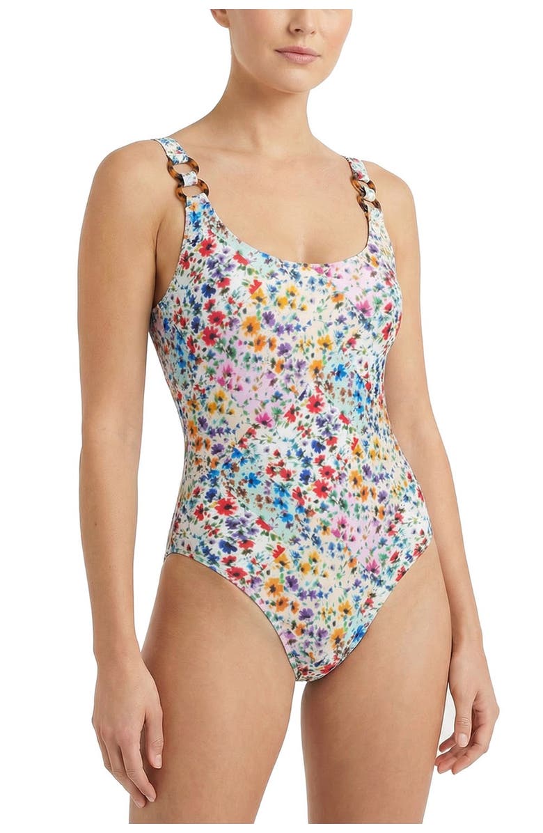 Change of Scenery Chloe Tank Ring Trim One-Piece Swimsuit, Main, color, Wildflower Patch