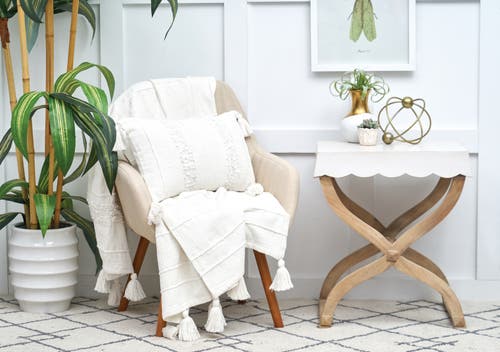 Carol & Frank Barton White Throw Blanket In White