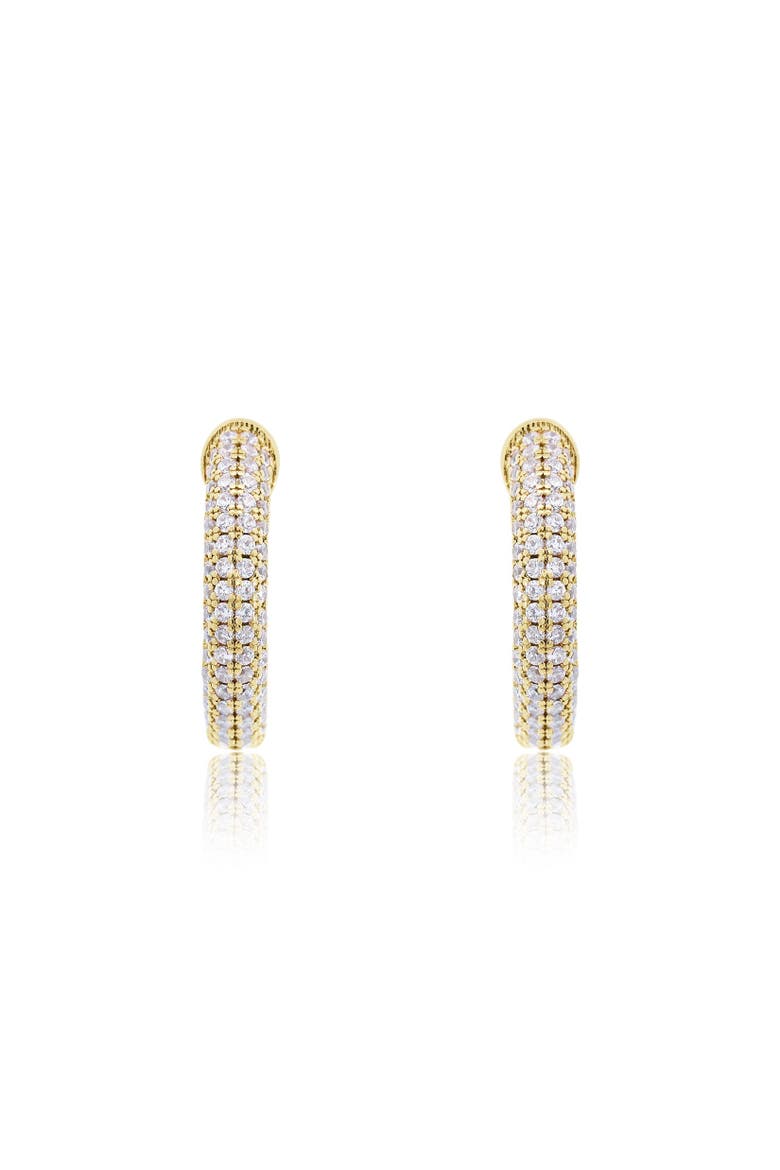 CZ Inside Out Hoop Earrings, Alternate, color, Gold Plated Sterling Silver