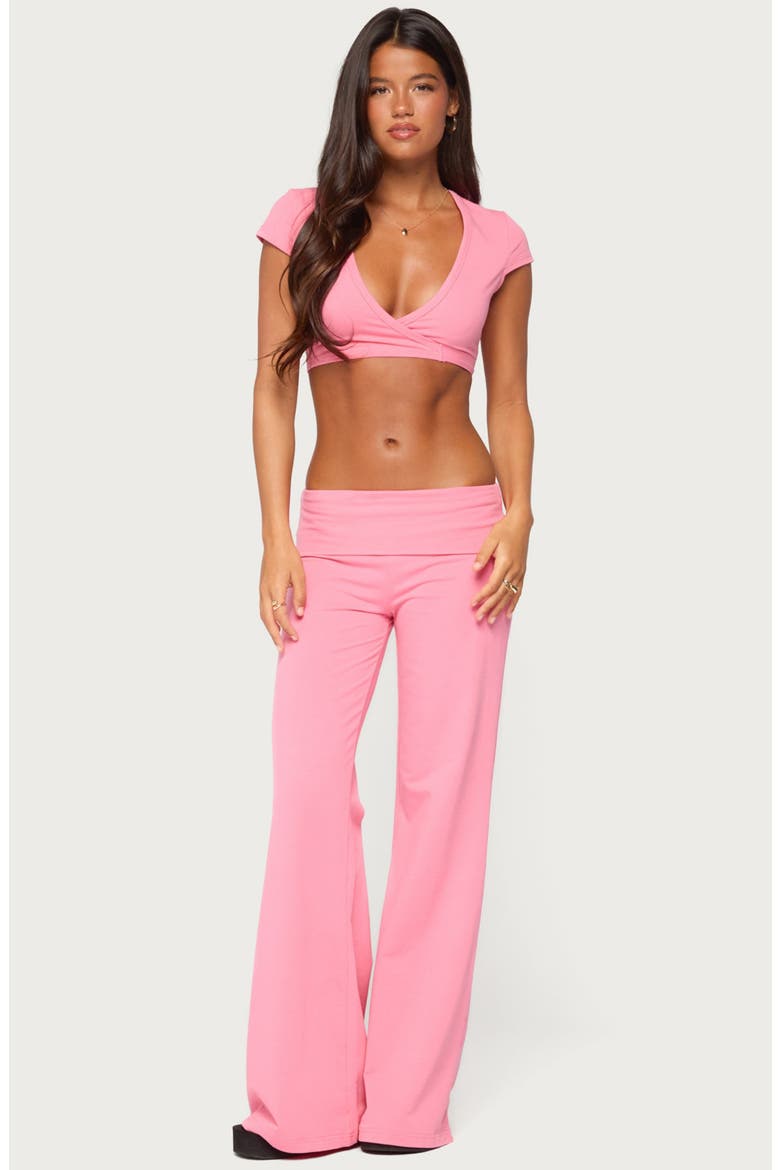 Foldover Wide Leg Pants, Alternate, color, PINK