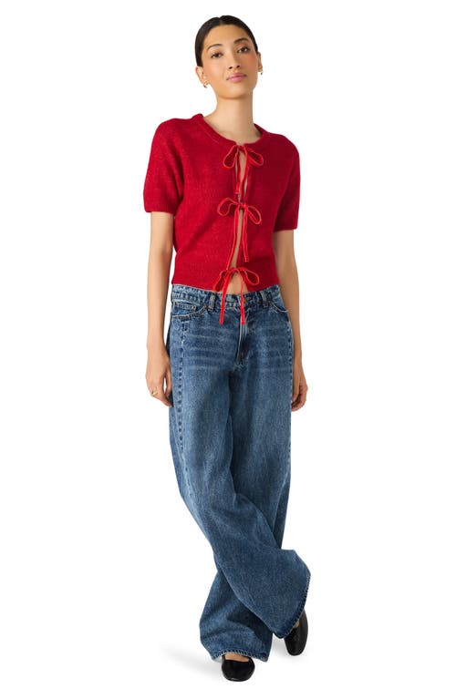 Steve Madden Sereia Tie Front Crop Cardigan In Red