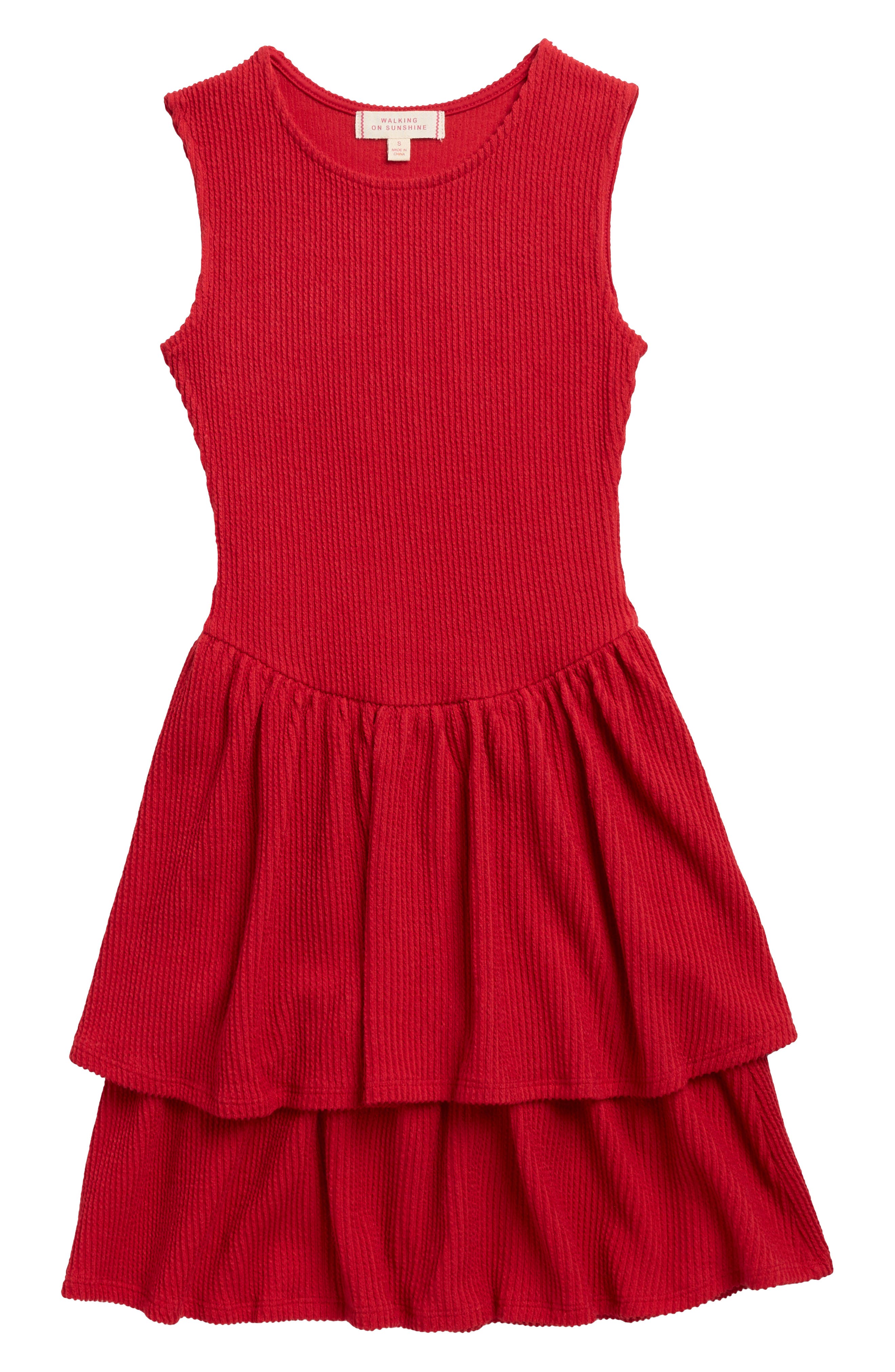 Walking on Sunshine Kids' Sleeveless Knit Tiered Dress