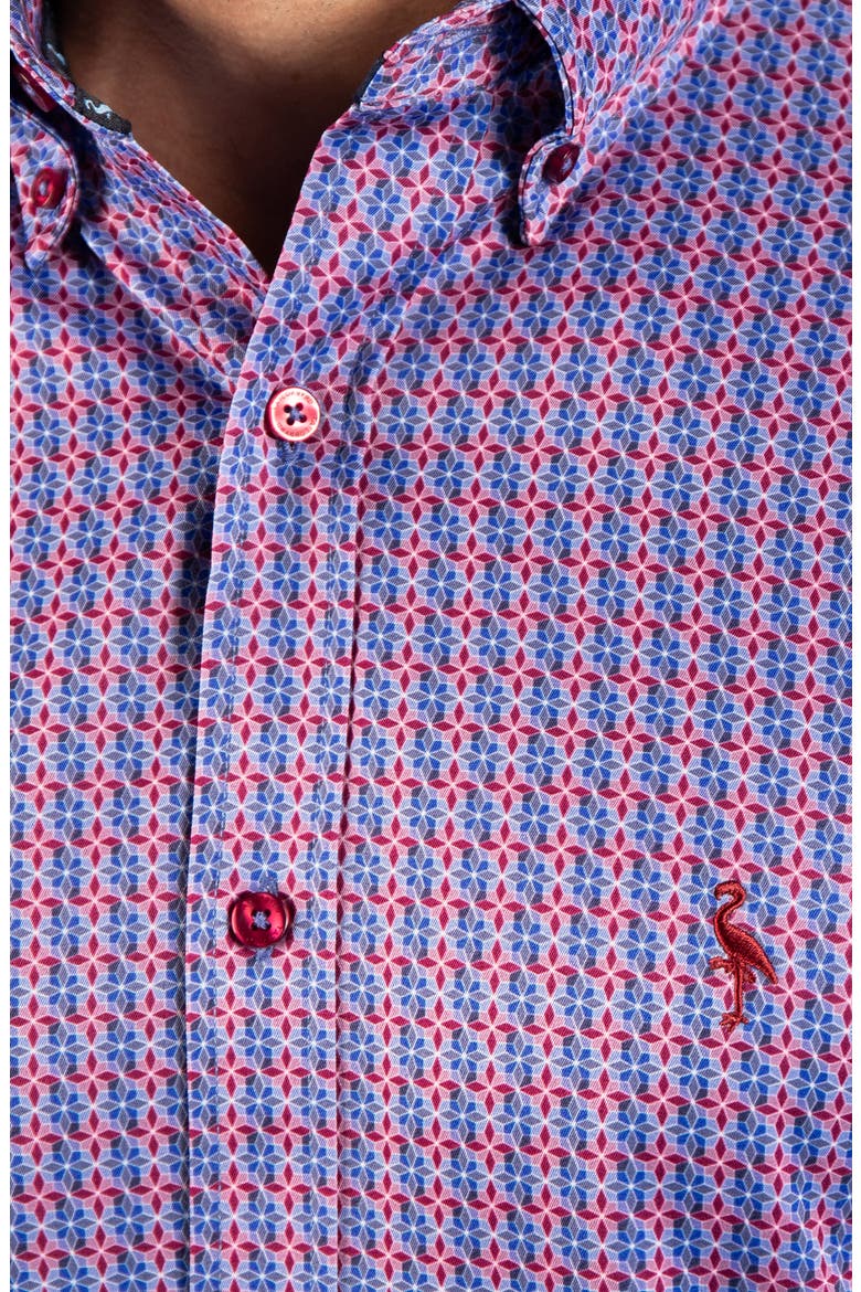 Geo Windmill Performance Button Down Shirt, Alternate, color, BLUE