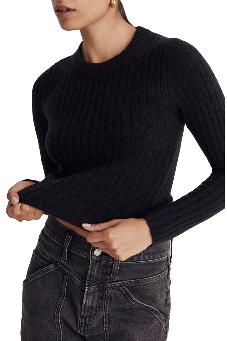 Readfield Rib Slim Fit Pullover Sweater, Main, color, TRUE BLACK