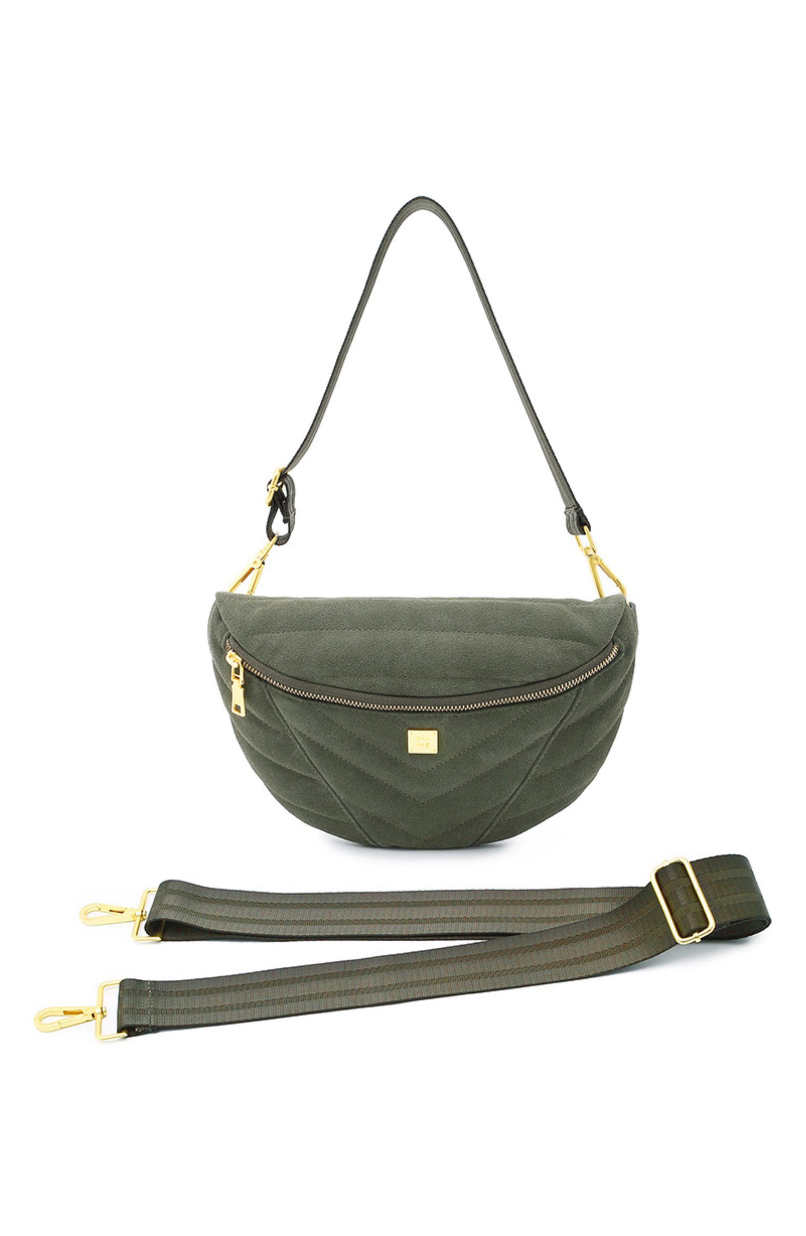 Little Runaway Suede Belt Bag, Alternate, color, OLIVE BRANCH SUEDE
