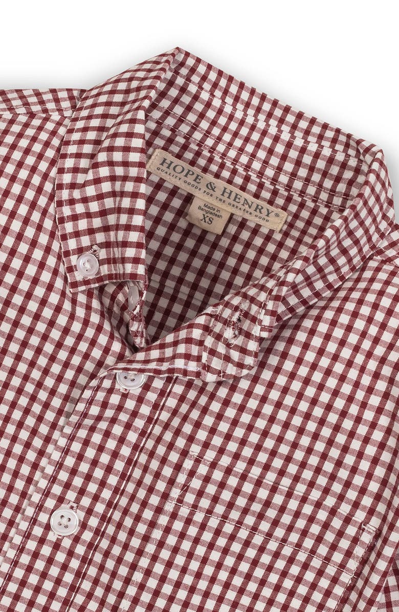 Hope & Henry Boys' Organic Stretch Poplin Shirt, Kids, Alternate, color, Dark Red Check