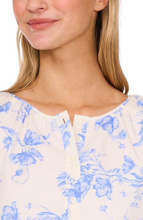 Shop Cece Floral Print Button-up Woven Shirt In New Ivory