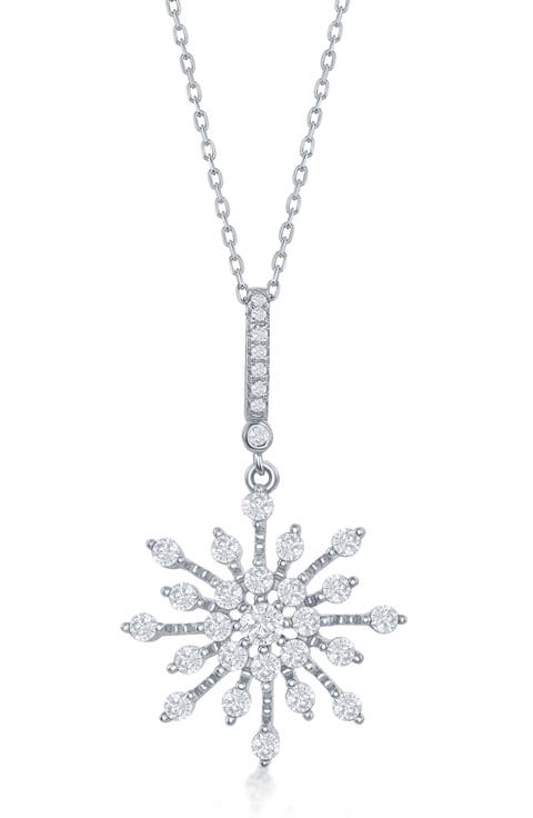 Cubic Zirconia Snowflake Pendant Necklace