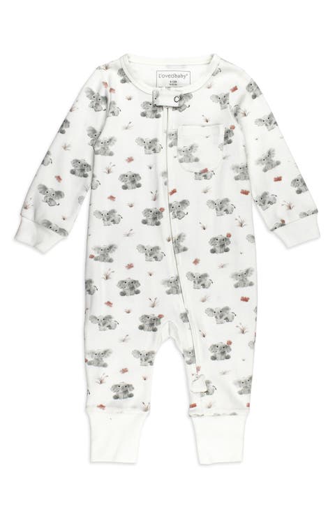 Baby Elephant Organic Cotton Zip Romper (Baby)