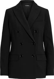 Lauren Ralph Lauren Double Breasted Stretch Wool Crepe Blazer