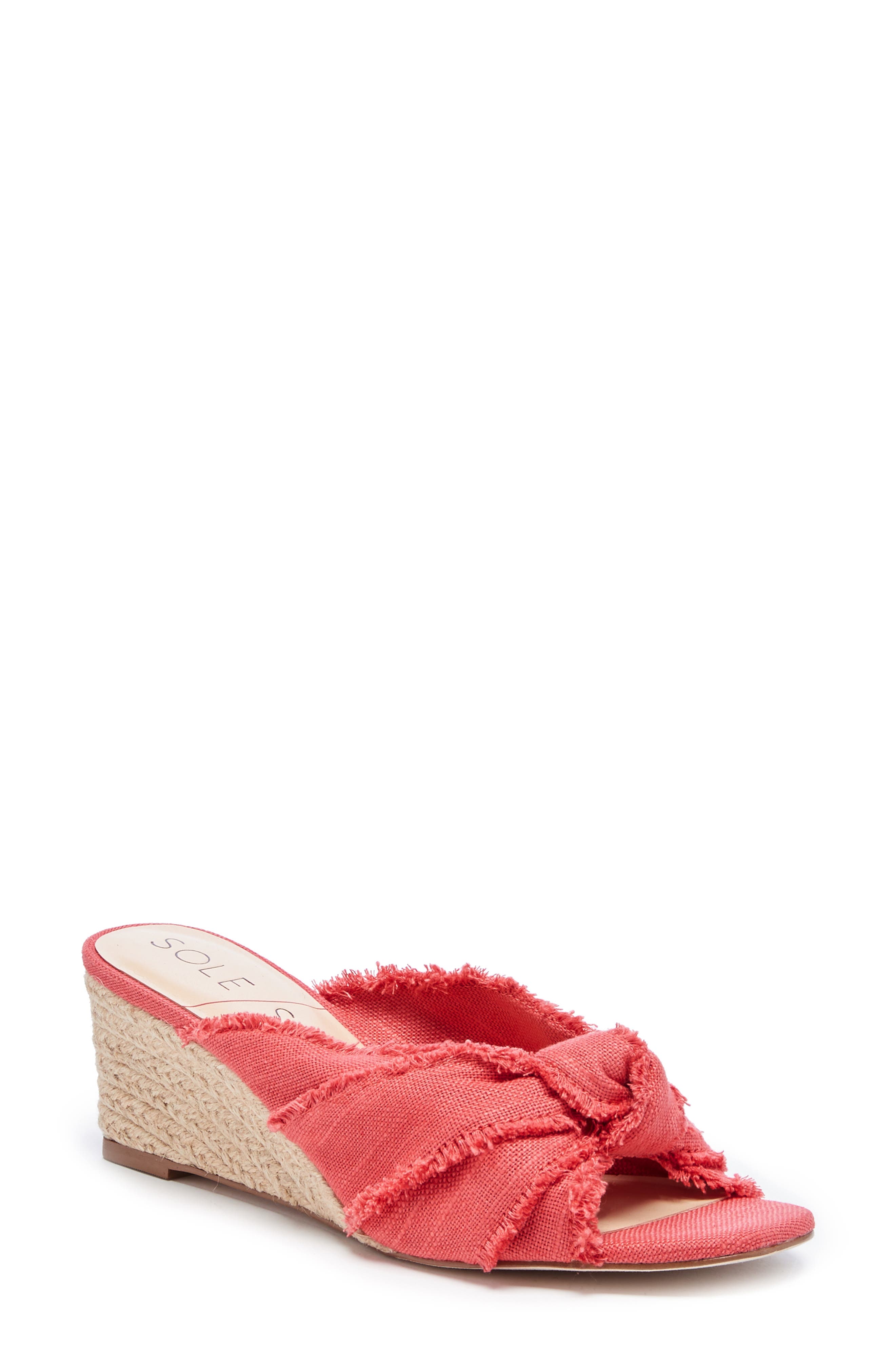 Smerah Espdarille Wedge Slide Sandal, Main, color, CORAL REEF SUEDE