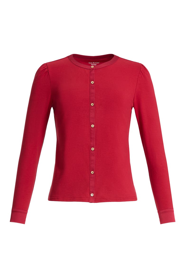 Button Detail Knit Top, Main, color, RED