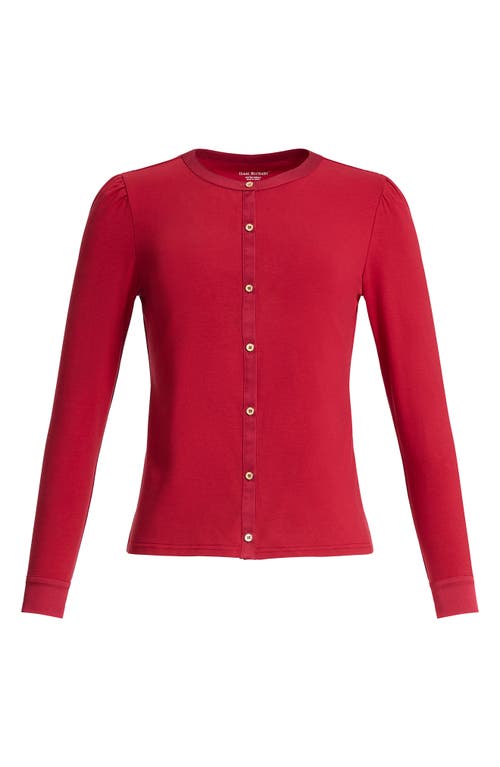 Isaac Mizrahi New York Button Detail Knit Top in Red  product
