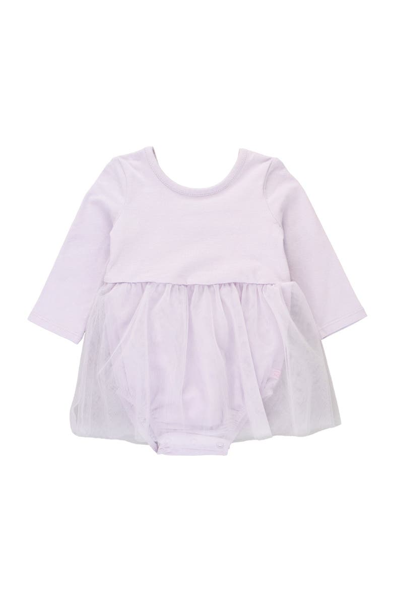 RuffleButts Baby Girls Long Sleeve Tulle Skirted Romper, Main, color, 