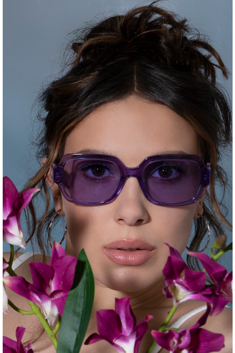 55mm Rectangular Sunglasses, Alternate, color, CRYSTAL PURPLE