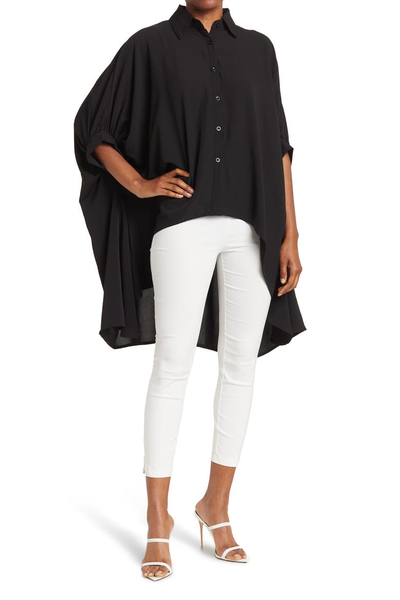 Oversized High/Low Blouse, Main, color, BLACK