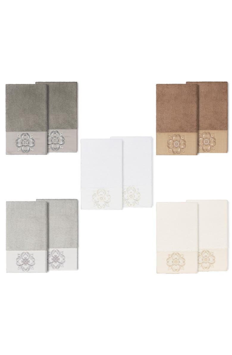 Linum Home Textiles Alyssa Embellished Bath Towel - Set of 2 - Cream, Alternate, color, Cream