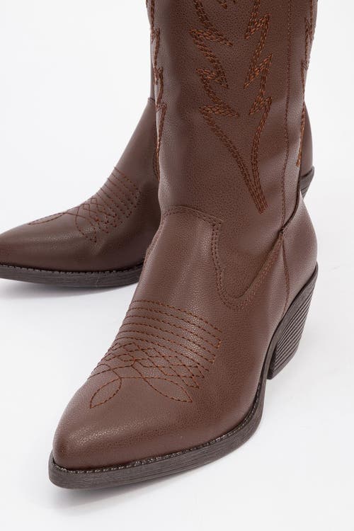 Prologue Shoes Liana Block Heel Western Boot In Brown