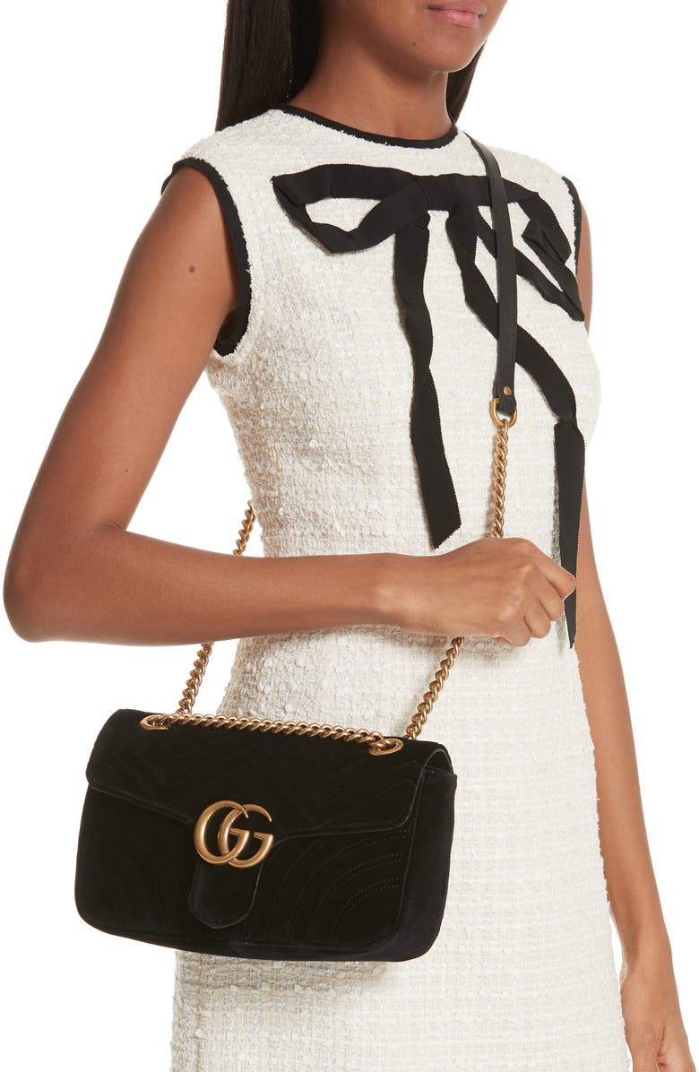 Gucci Medium GG Marmont 2.0 Matelassé Velvet Shoulder Bag, Alternate, color,