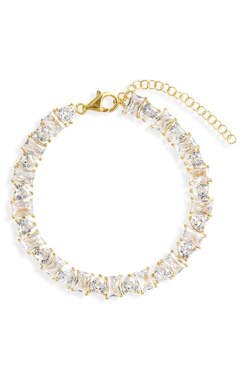 SHYMI Heart & Emerald Cubic Zirconia Tennis Bracelet in Gold/White 