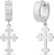 STEELTIME Dangle Cross Huggie Hoop Earrings