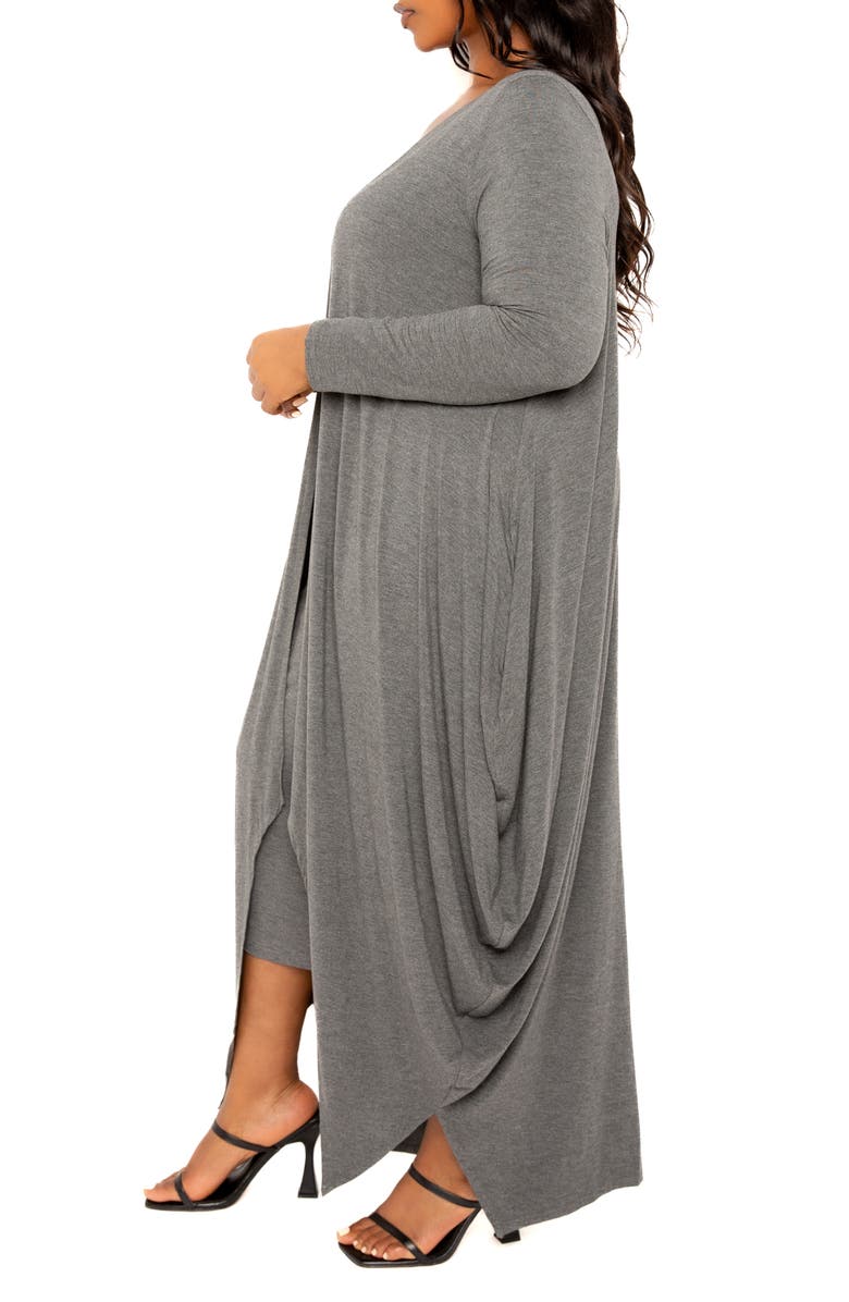 BUXOM COUTURE Cascade Bubble Hem Cardigan, Alternate, color, Charcoal Grey