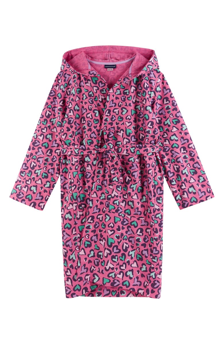 Andy & Evan Kids' Heart Print Jersey Robe, Main, color,