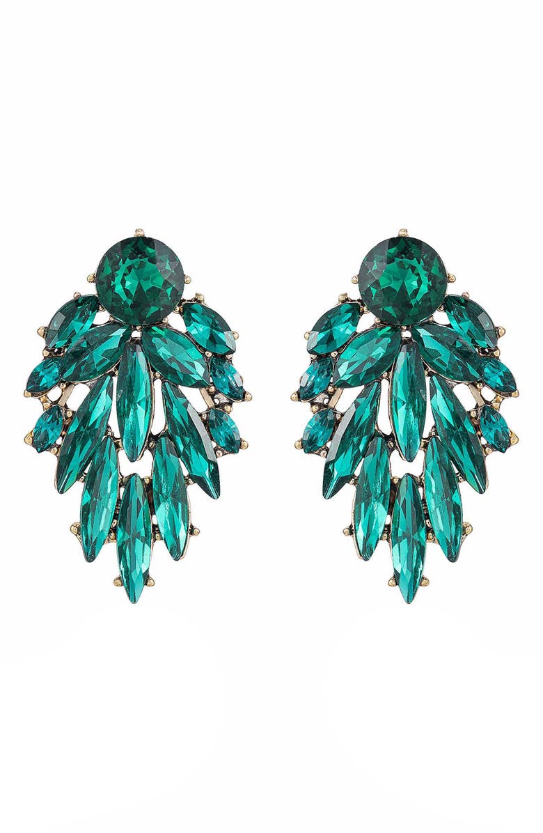 Ettika Crystal Chandelier Earrings, Main, color, Green