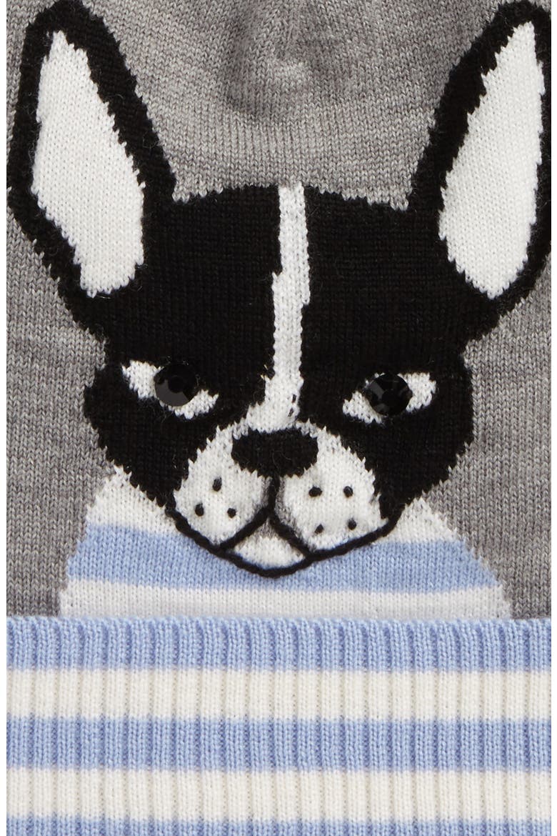 intarsia french bulldog wool beanie, Alternate, color, HEATHER GREY