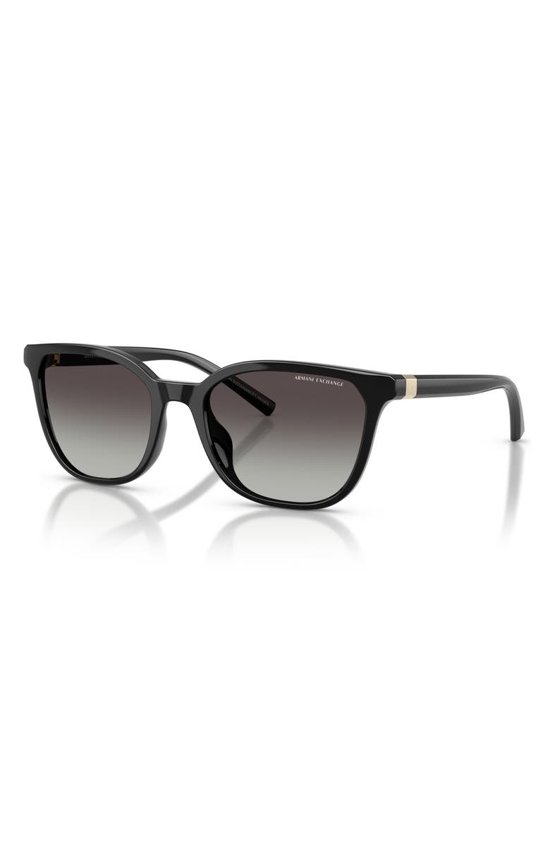 Armani Exchange 54mm Cat Eye Sunglasses, Alternate, color, Shiny Black / Grey Gradient