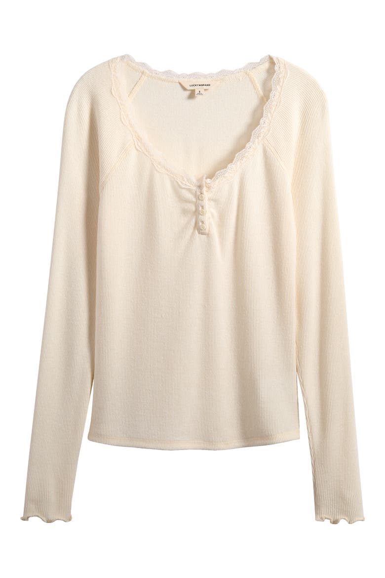 Lace Trim Henley Top, Alternate, color, WHISPER WHITE