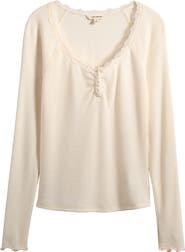 Lucky Brand Lace Trim Henley Top