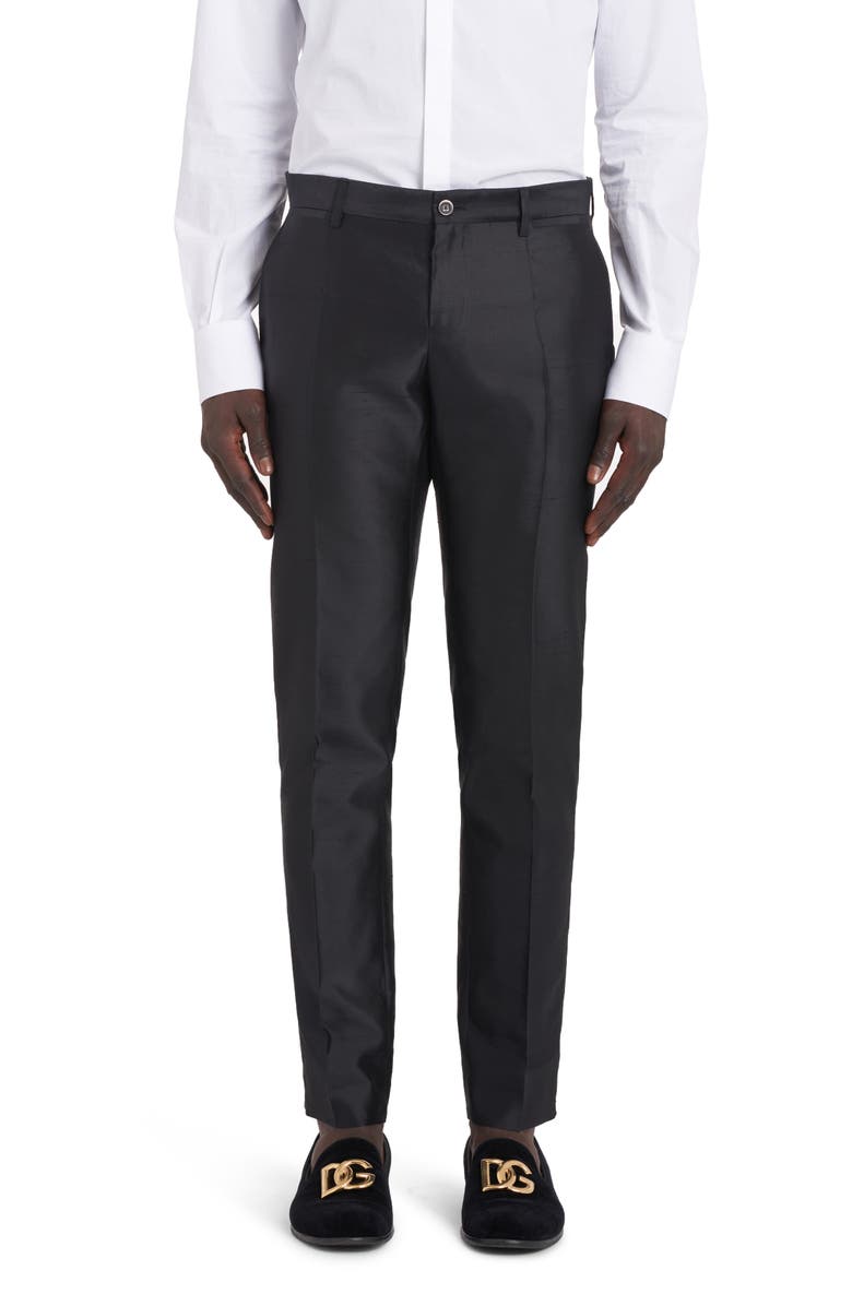 Dolce&Gabbana Sicilia Fit Silk Shantung Two-Piece Suit, Alternate, color, Black