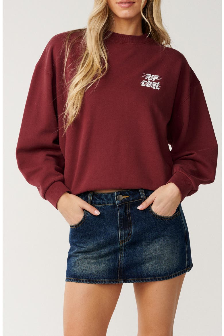 Sports Department Crewneck Sweatshirt, Main, color, DARK PLUM