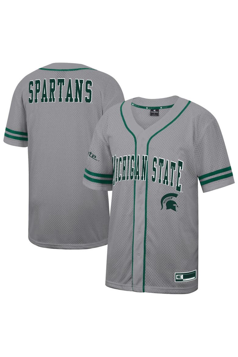 Men's Colosseum Gray Michigan State Spartans Free Spirited Baseball Jersey, Alternate, color, Gray