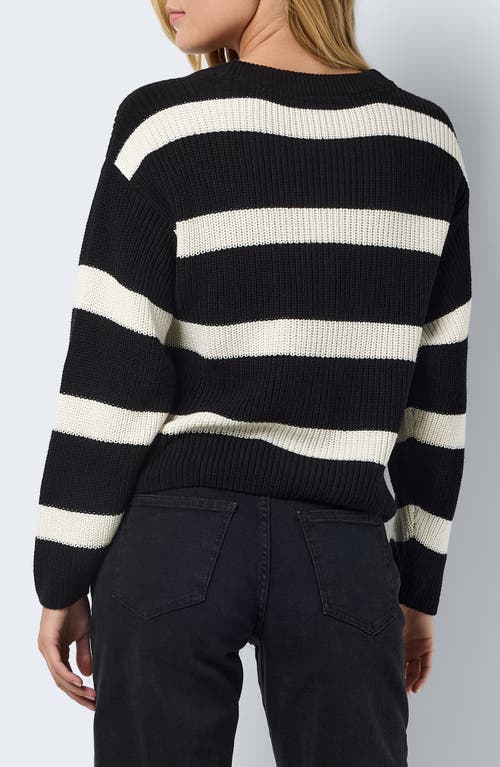 Shop Noisy May Maysa Stripe V-neck Crop Cardigan In Black Stripeseggnog