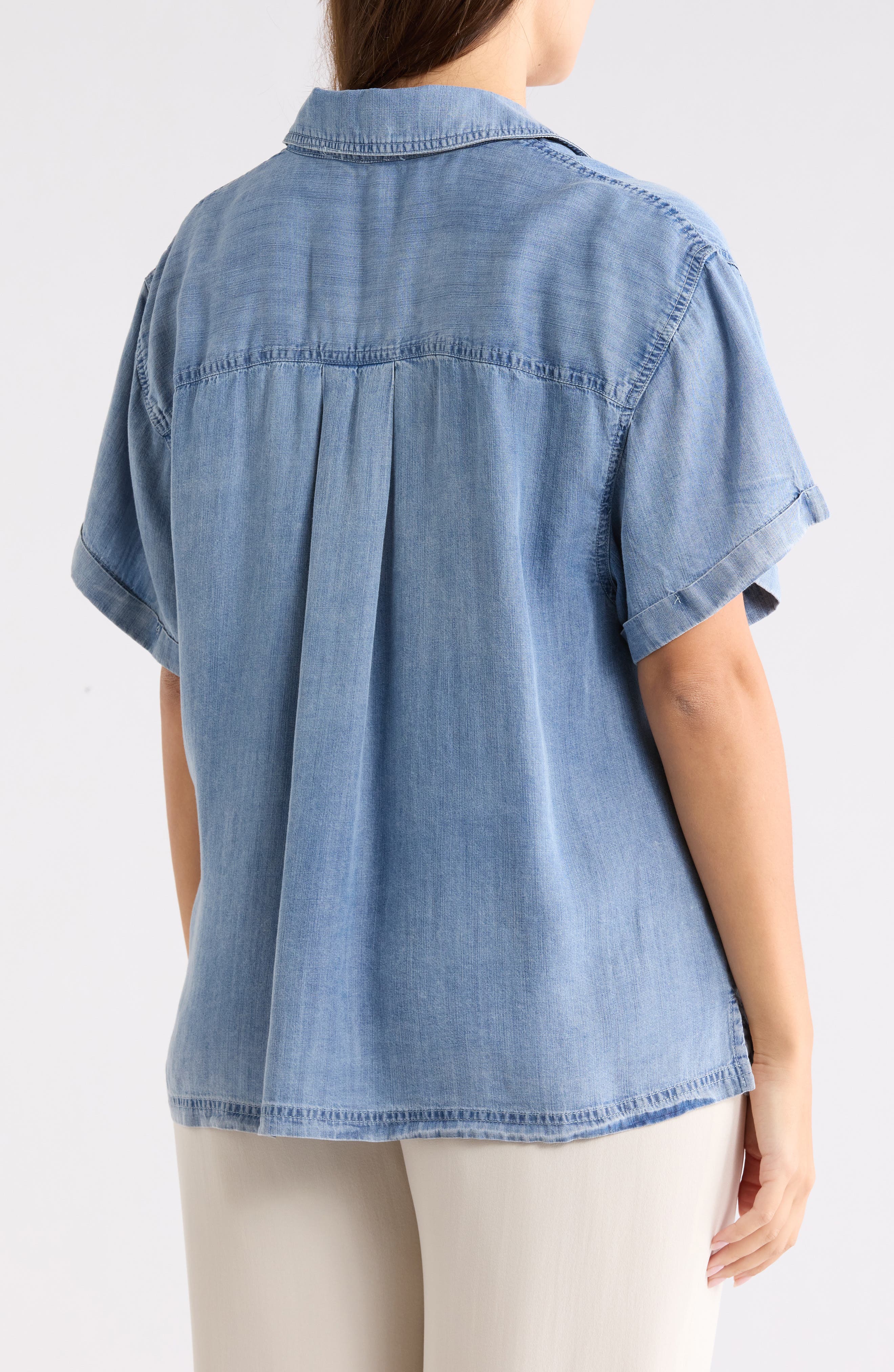 Short Sleeve Popover Denim Top - image 2