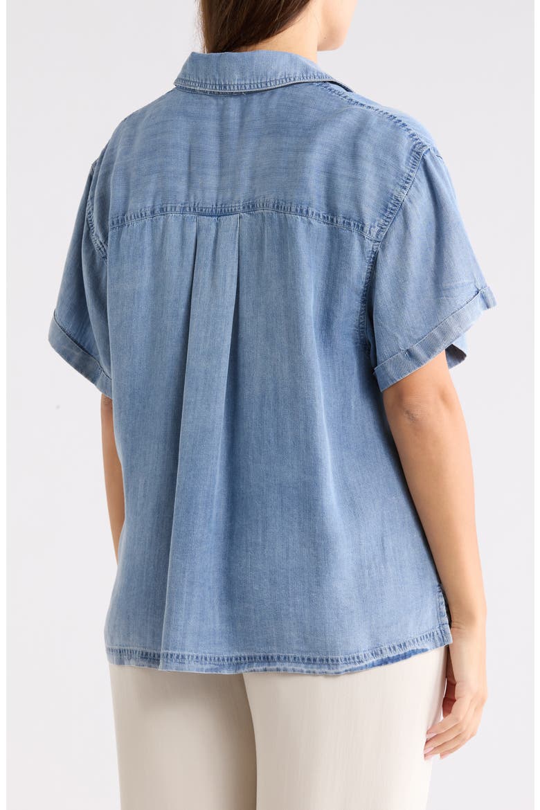 Short Sleeve Popover Denim Top, Alternate, color, MEDIUM WASH