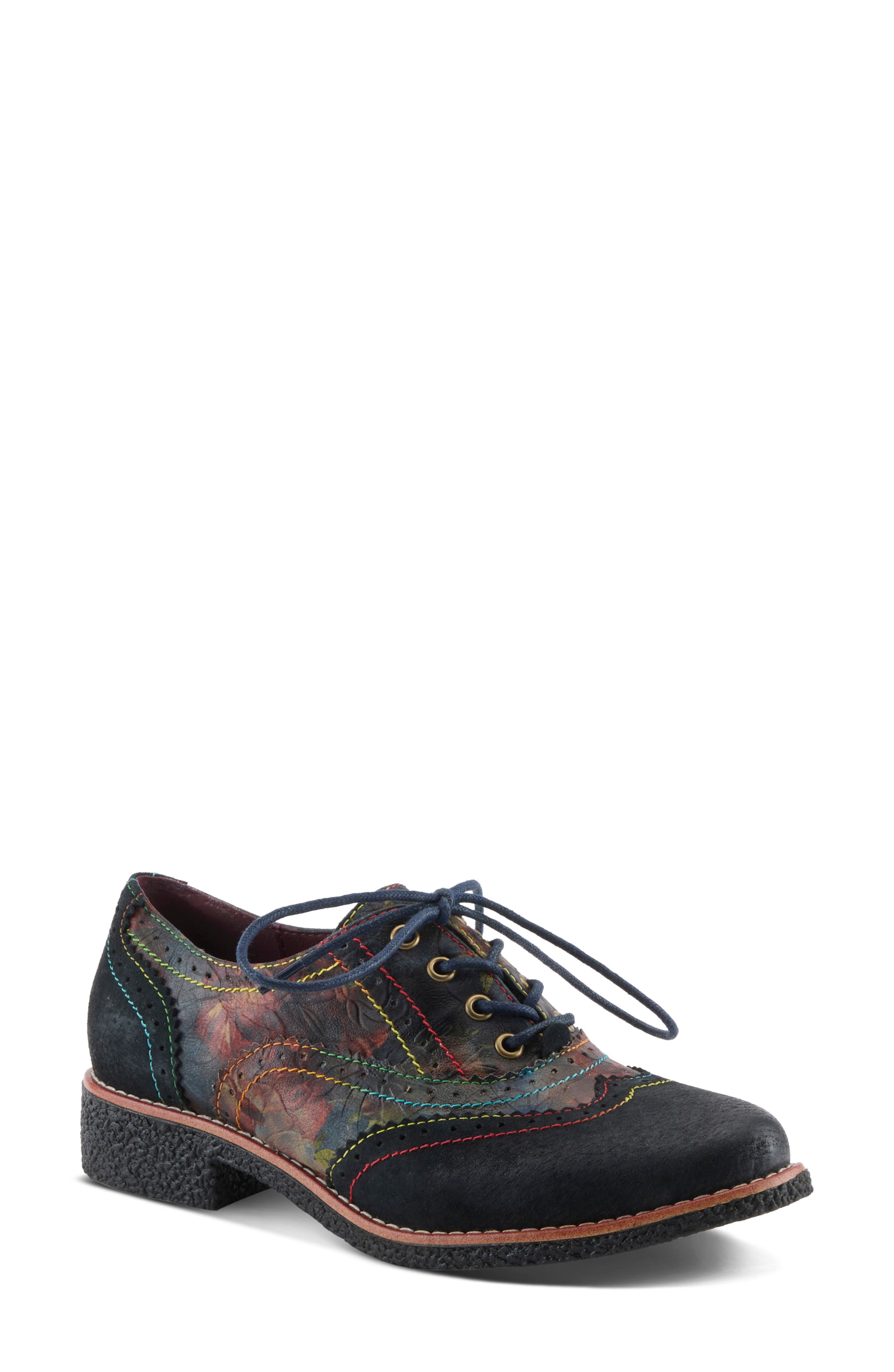 Muggiasti Vinty Brogue Oxford, Main, color, BLACK MULTI