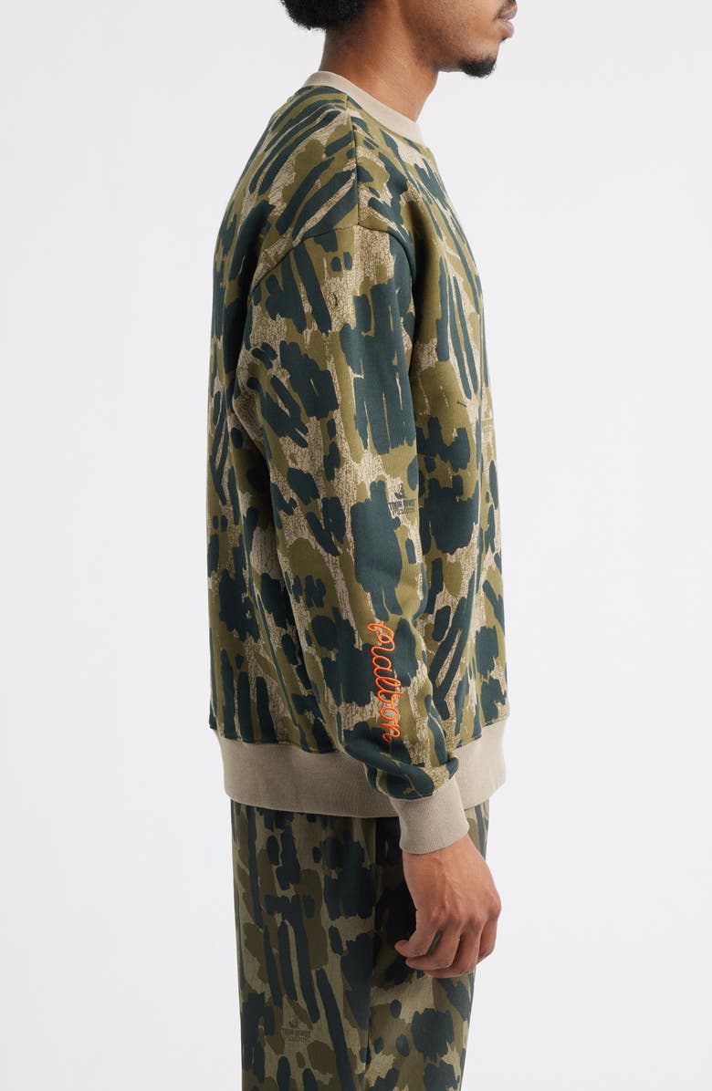 Malbon Golf Range Tour Divot Camo Cotton Sweatshirt, Alternate, color, Bark Camo