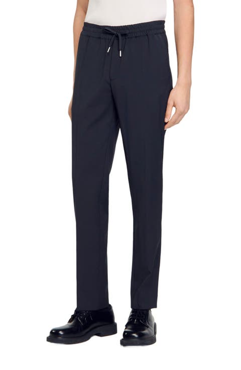 Elasticated straight-leg trousers